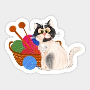 Cat with yarn Sticker